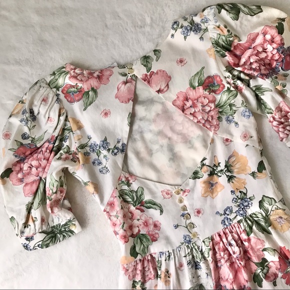 Vintage Cottagecore Floral Open Back Midi Dress 🌿 - Picture 11 of 17